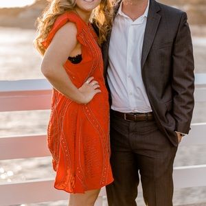 Free People Beaded Red Dress EUC